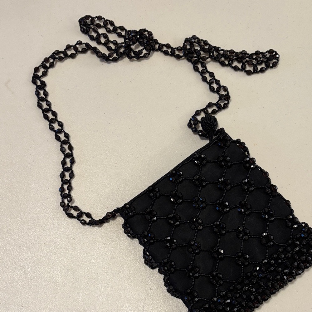 Elegant Black Beaded Women's Bag